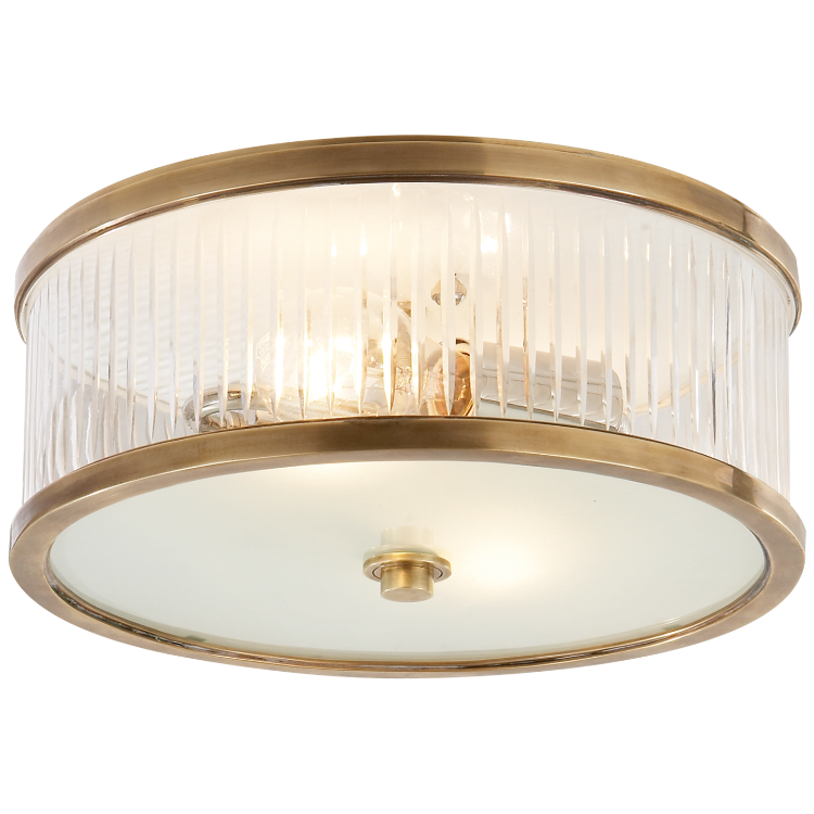 Picture of Randolph Large Round Flush Mount in Hand-Rubbed Antique Brass with Crystal and Frosted Glass