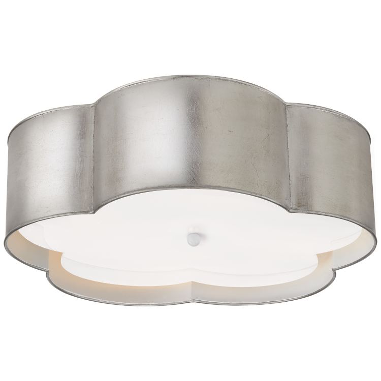 Picture of Bryce Large Flower Flush Mount in Burnished Silver Leaf and White with Frosted Acrylic