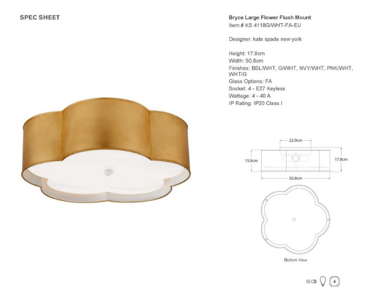 Picture of Bryce Large Flower Flush Mount in Gild and White with Frosted Acrylic