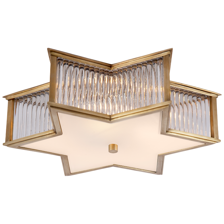 Picture of Sophia 17" Flush Mounts in Natural Brass and Clear Glass Rods with Frosted Glass