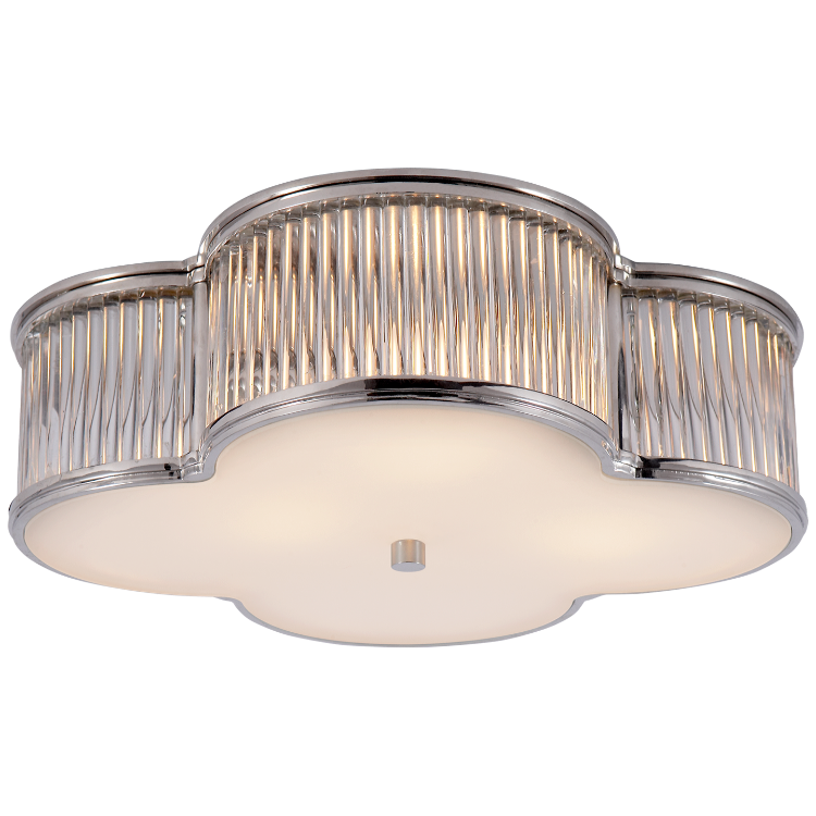 Picture of Basil 17" Flush Mount in Polished Nickel and Clear Glass Rods with Frosted Glass