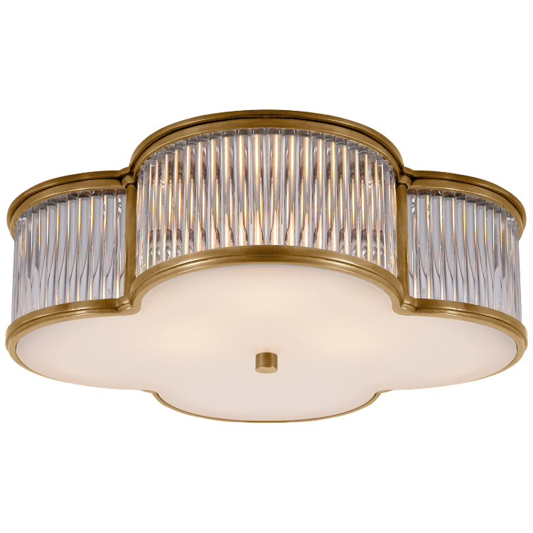 Picture of Basil 17" Flush Mount in Natural Brass and Clear Glass Rods with Frosted Glass