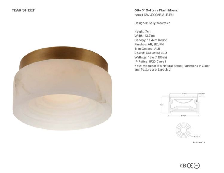 Picture of Otto 5" Solitaire in Antique-Burnished Brass with Alabaster 