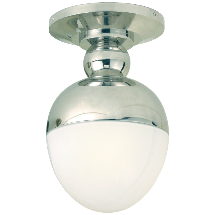Picture of Clark Flush Mount in Polished Nickel with White Glass
