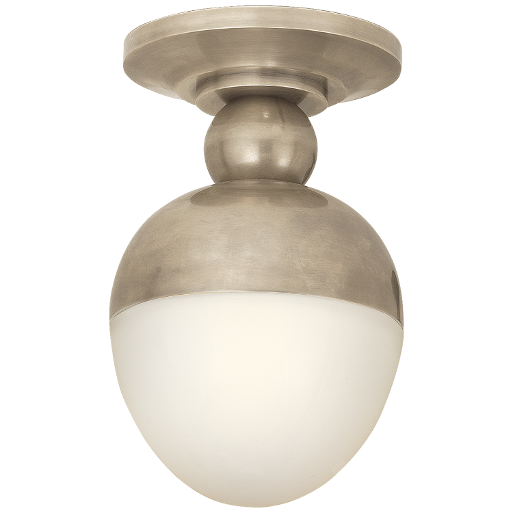 Picture of Clark Flush Mount in Antique Nickel with White Glass