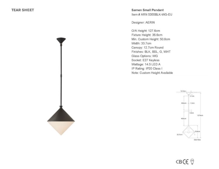 Picture of Sarnen Small Pendant in Matte Black with White Glass 