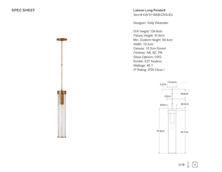 Picture of Liaison Long Pendant in Antique-Burnished Brass with Crackle Glass