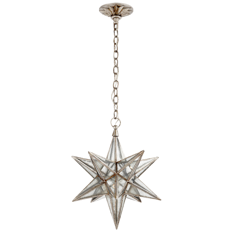 Picture of Moravian Medium Star in Burnished Silver Leaf with Antique Mirror
