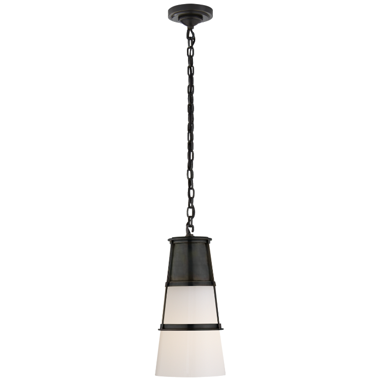 Picture of Robinson Medium Pendant in Bronze with White Glass