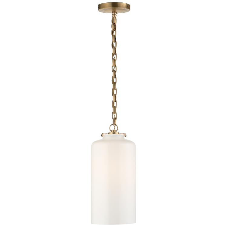 Picture of Katie Cylinder Pendant in Hand-Rubbed Antique Brass with White Glass