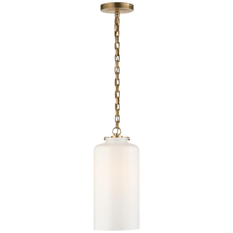 ANTIQUE BRASS GLASS CYLINDER HANGING LIGHT