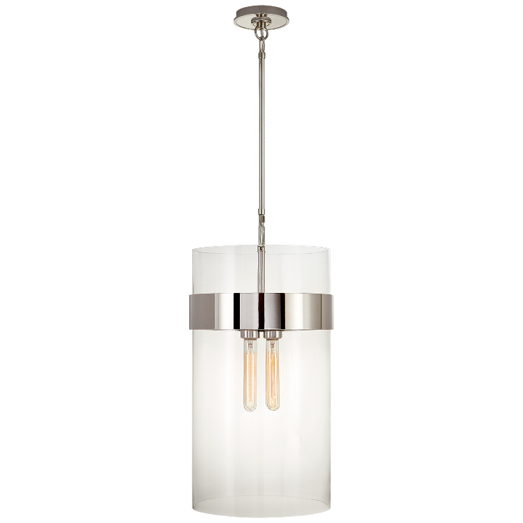 Picture of Presidio Medium Pendant in Polished Nickel with Clear Glass