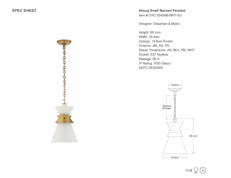 Picture of Alborg Small Stacked Pendant in Antique- Burnished Brass with Matte White Shade