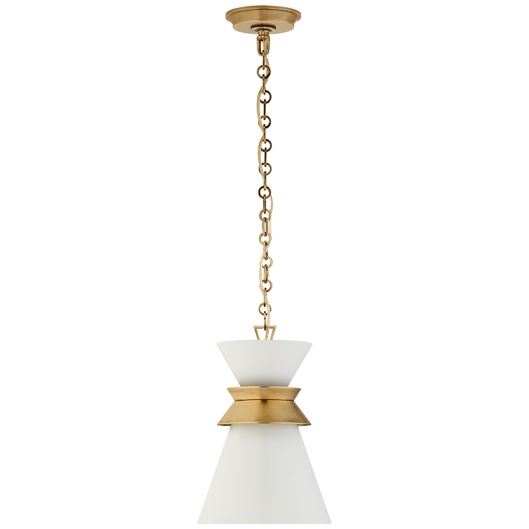 Picture of Alborg Small Stacked Pendant in Antique- Burnished Brass with Matte White Shade