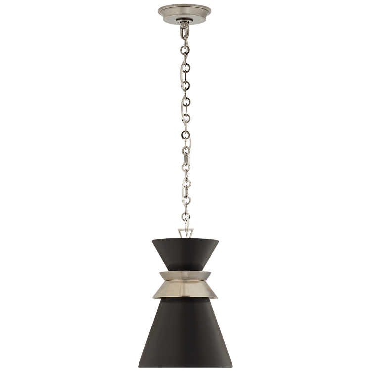 Picture of Alborg Small Stacked Pendant in Antique Nickel with Matte Black Shade