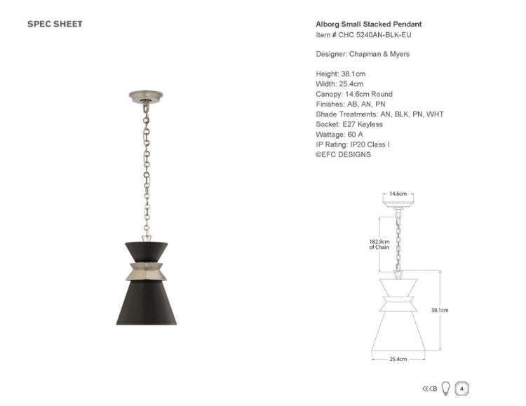 Picture of Alborg Small Stacked Pendant in Antique Nickel with Matte Black Shade