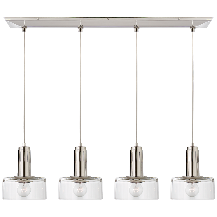 Picture of Iris Quatro Linear Pendant in Polished Nickel with Clear Glass