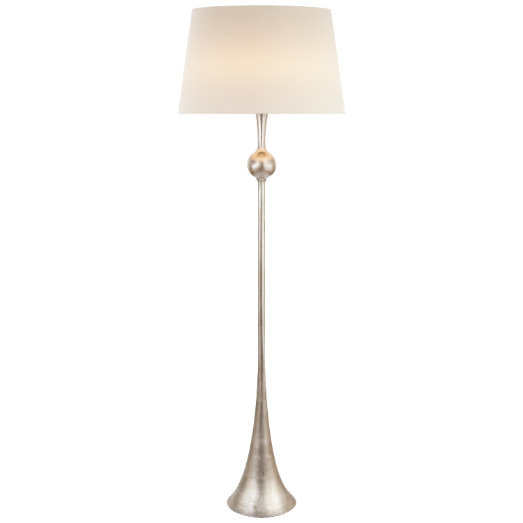 Picture of Dover Floor Lamp in Burnished Silver Leaf with Linen Shade