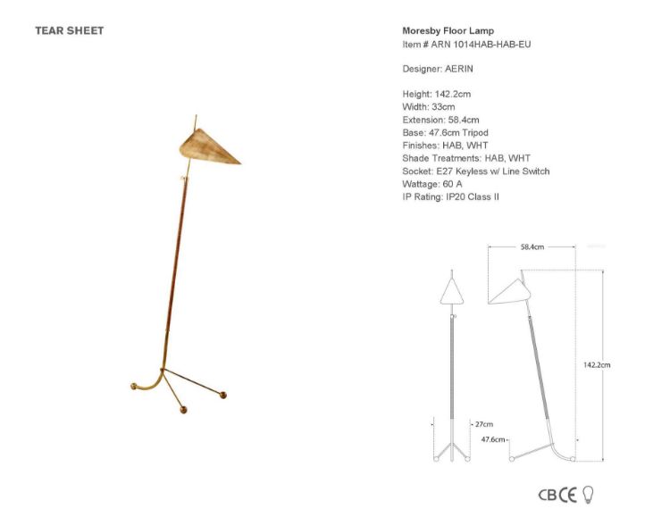 Picture of Moresby Floor Lamp in Hand-Rubbed Antique Brass