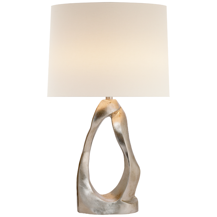 Picture of Cannes Table Lamp in Burnished Silver Leaf with Linen Shade