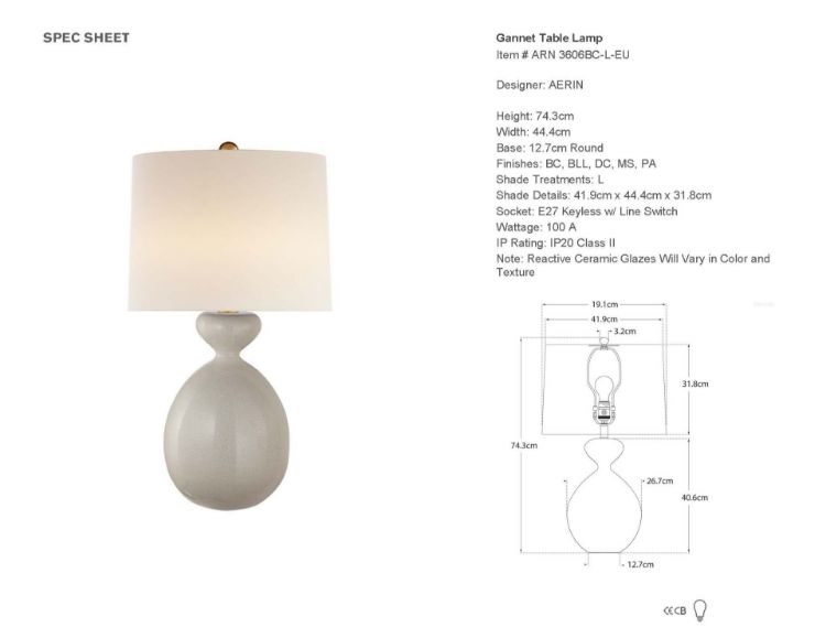 Picture of Gannet Table Lamp in Bone Craquelure with Linen Shade