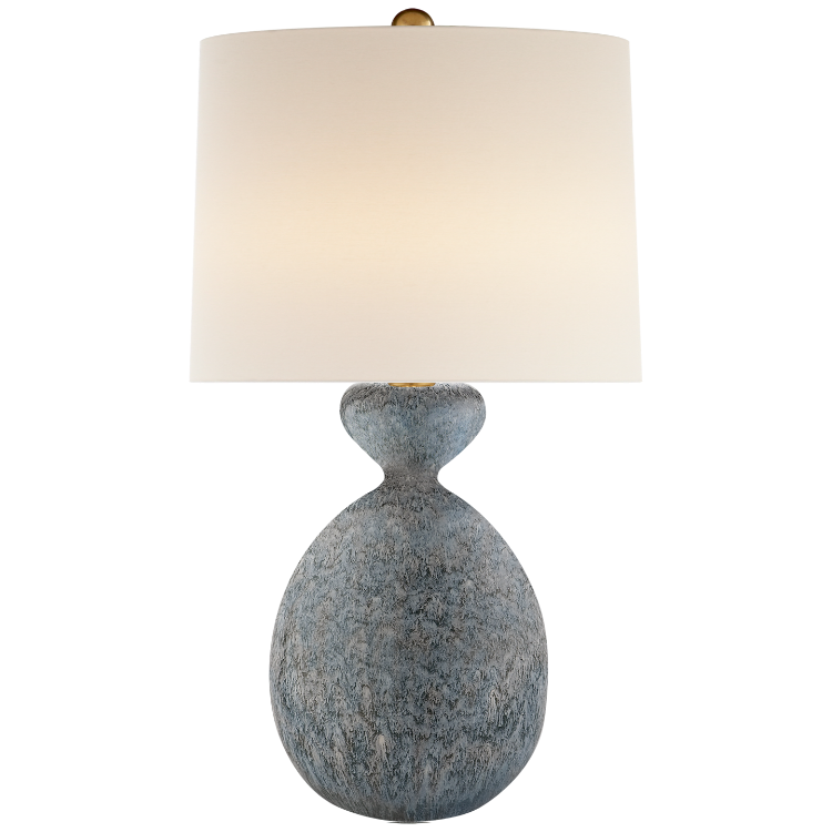 Picture of Gannet Table Lamp in Blue Lagoon with Linen Shade