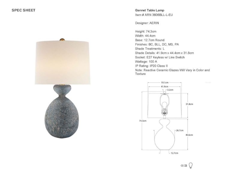 Picture of Gannet Table Lamp in Blue Lagoon with Linen Shade