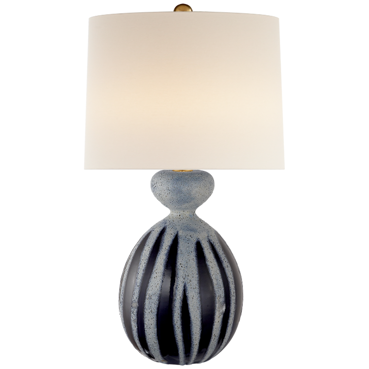 Picture of Gannet Table Lamp in Drizzled Cobalt with Linen Shade
