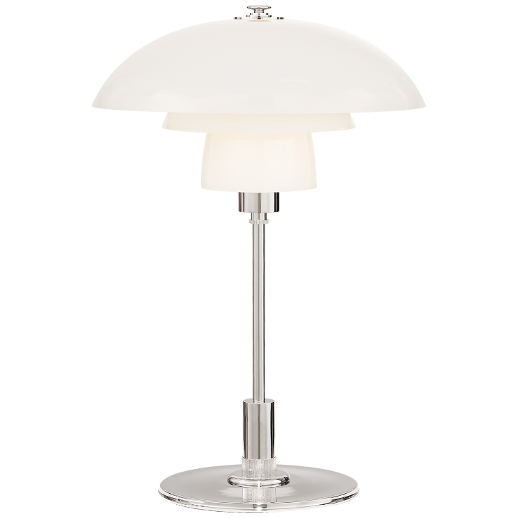Picture of Whitman Desk Lamp in Polished Nickel with White Glass Shade