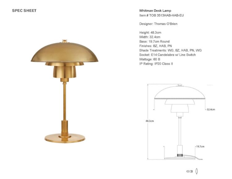 Picture of Whitman Desk Lamp in Hand-Rubbed Antique Brass with Hand-Rubbed Antique Brass Shade