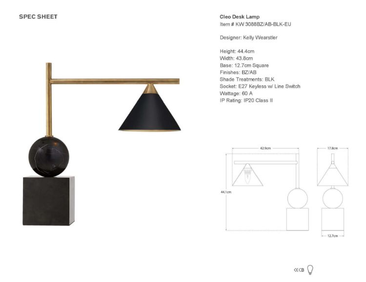 Picture of Cleo Desk Lamp in Bronze and Antique-Burnished Brass with Black Shade