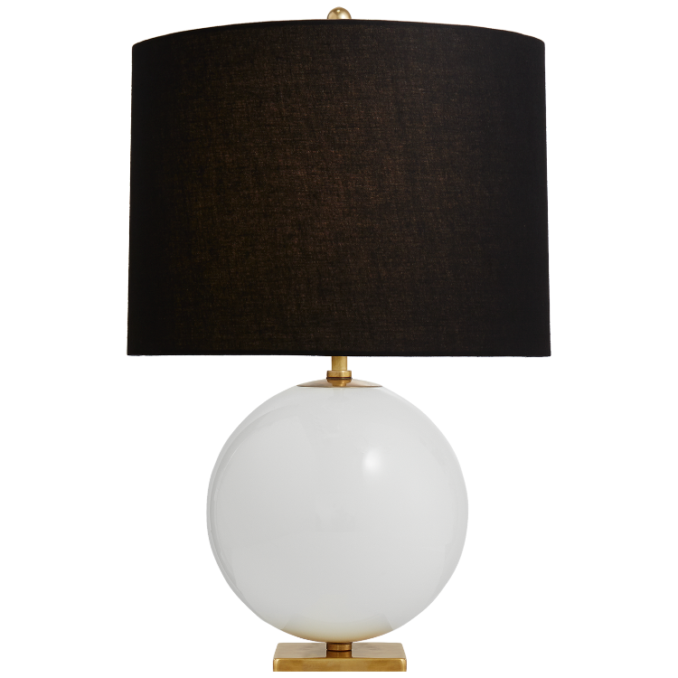 Picture of Elsie Table Lamp in Cream Reverse Painted Glass with Black Linen Shade