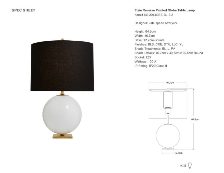 Picture of Elsie Table Lamp in Cream Reverse Painted Glass with Black Linen Shade