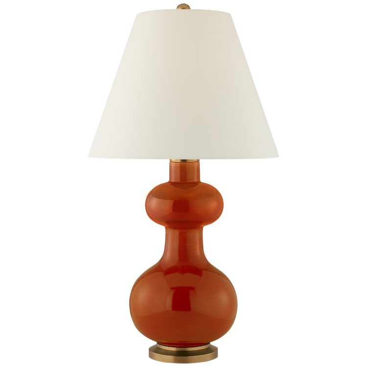 Picture of Chambers Medium Table Lamp in Cinnabar with Natural Percale Shade