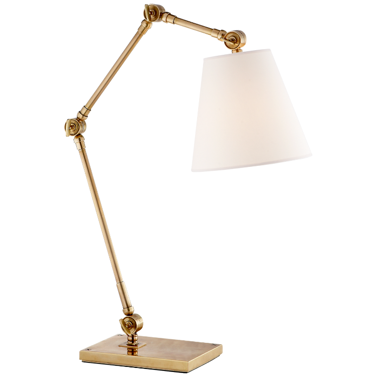 Picture of Graves Task Lamp in Hand-Rubbed Antique Brass with Linen Shade
