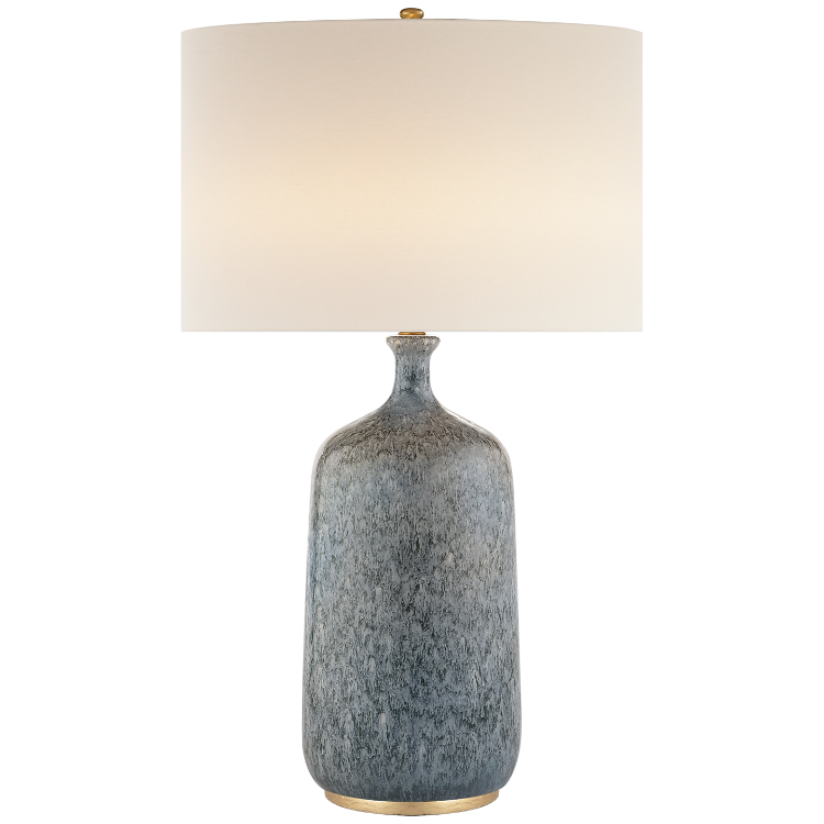Picture of Culloden Table Lamp in Blue Lagoon with Linen Shade