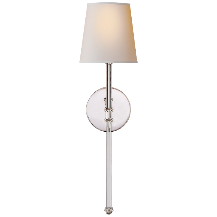 Picture of Camille Long Sconce in Polished Nickel with Natural Paper Shade