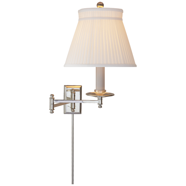 Picture of Dorchester Swing-Arm in Polished Nickel with Silk Crown Shade