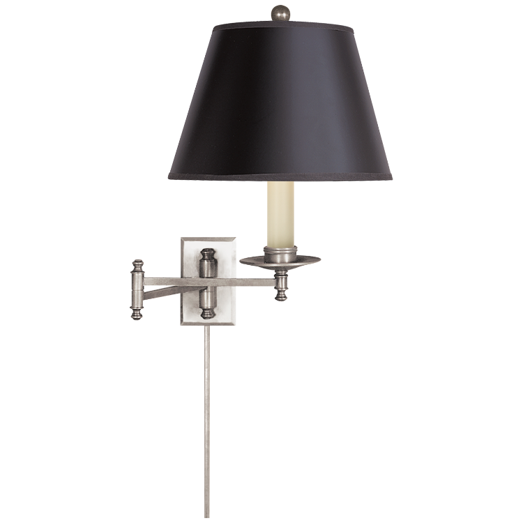 Picture of Dorchester Swing-Arm in Antique Nickel with Black Shade