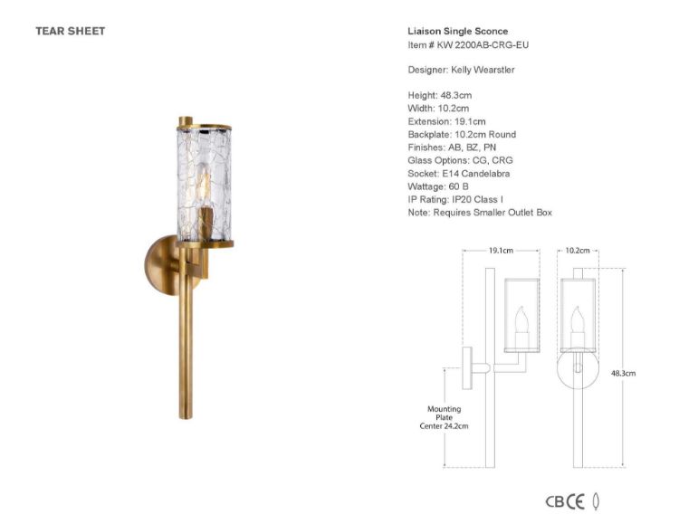 Picture of Liaison Single Sconce in Antique-Burnished Brass with Crackle Glass