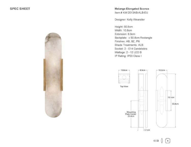 Picture of Melange Elongated Sconce in Antique-Burnished Brass with Alabaster