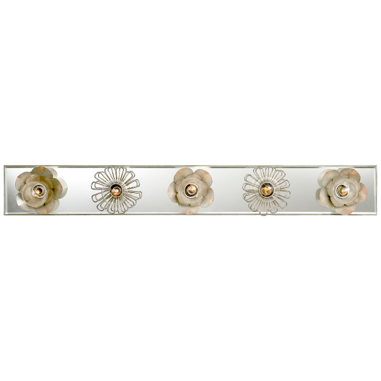 Picture of Keaton 30" Floral Vanity Light in Burnished Silver Leaf and Mirror