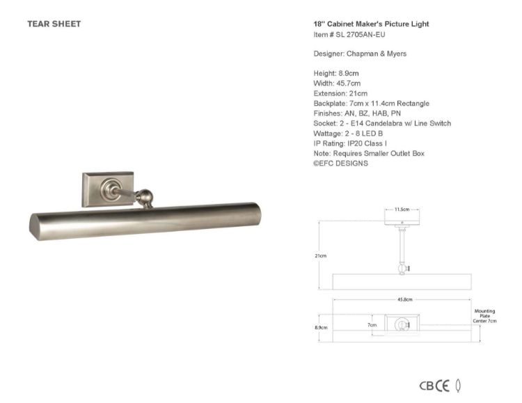 Picture of 18" Cabinet Maker's Picture Light in Antique Nickel