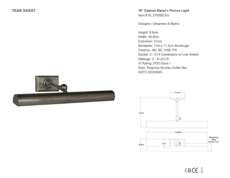 Picture of 18" Cabinet Maker's Picture Light in Bronze