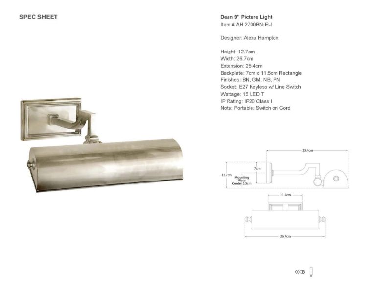 Picture of Dean 9" Picture Light in Brushed Nickel