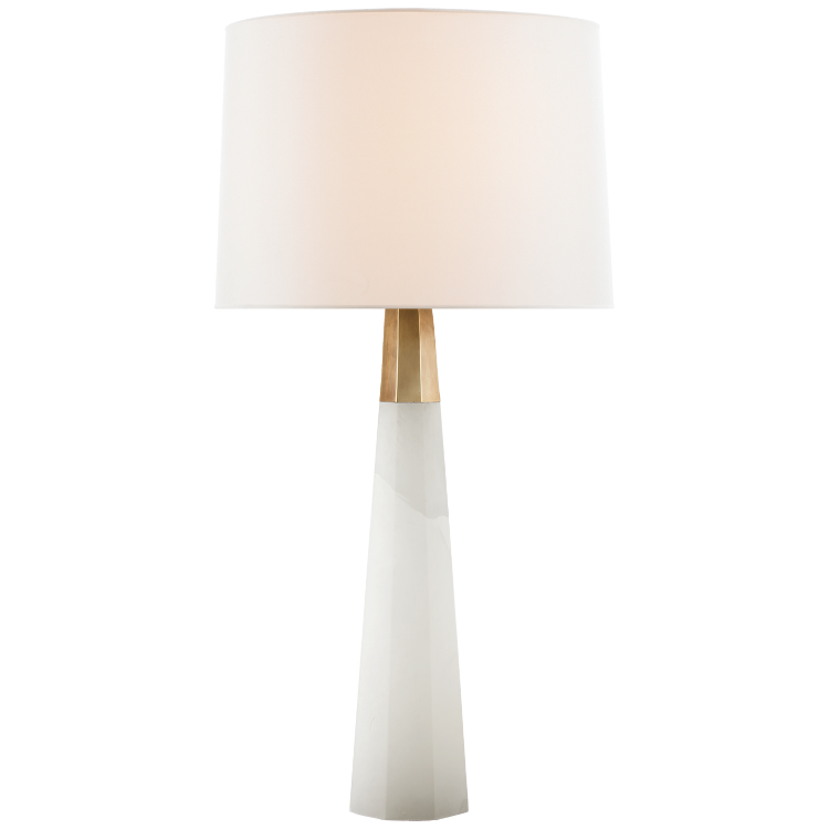 Picture of Olsen Table Lamp in Alabaster and Hand-Rubbed Antique Brass with Linen Shade