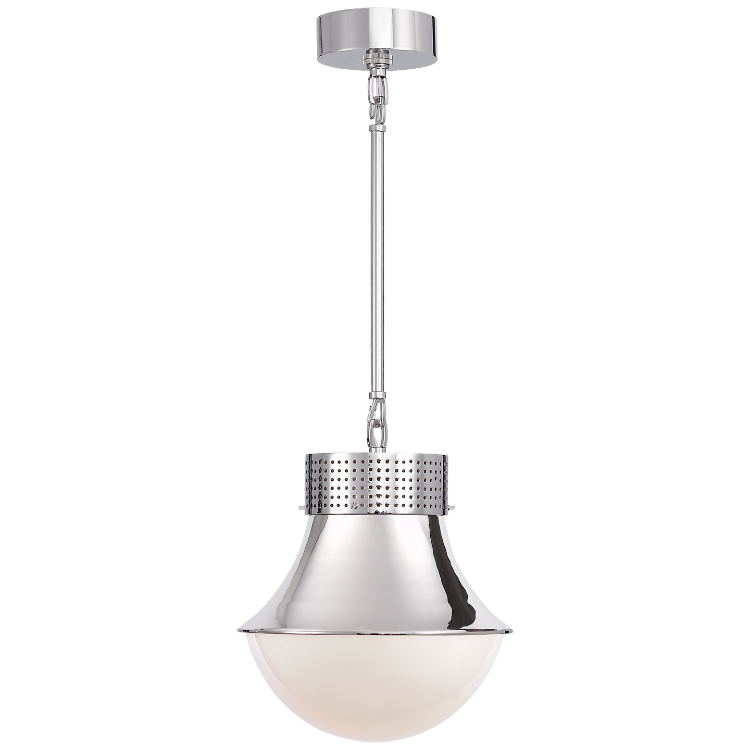 Picture of Precision Small Pendant in Polished Nickel with White Glass