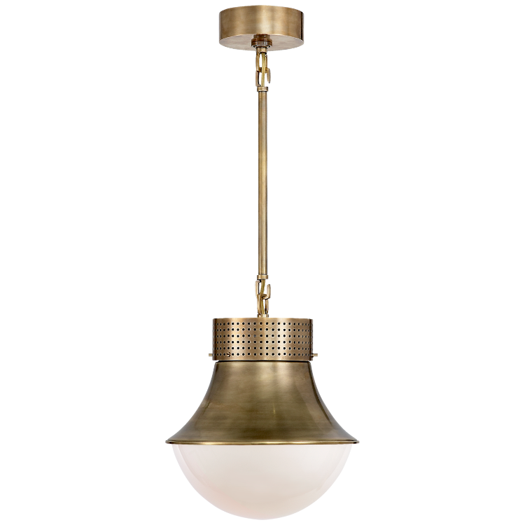 Picture of Precision Small Pendant in Antique-Burnished Brass with White Glass