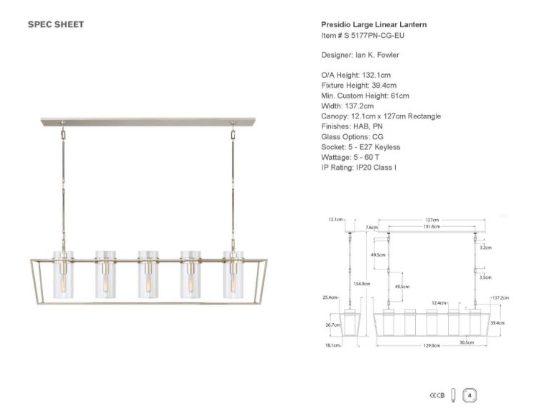 Picture of Presidio Large Linear Lantern in Polished Nickel with Clear Glass