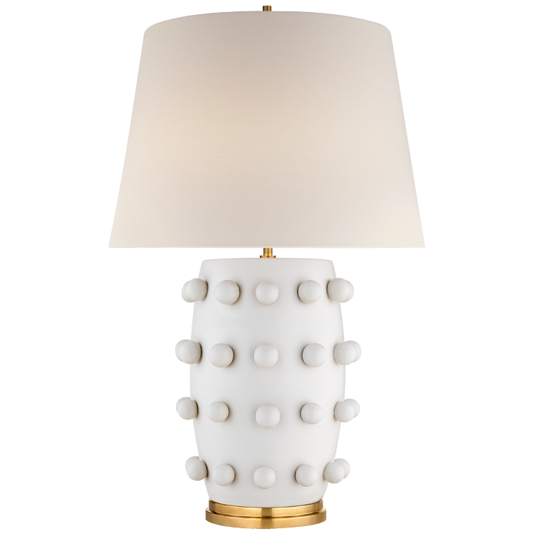 Picture of Linden Medium Lamp in Plaster White with Linen Shade